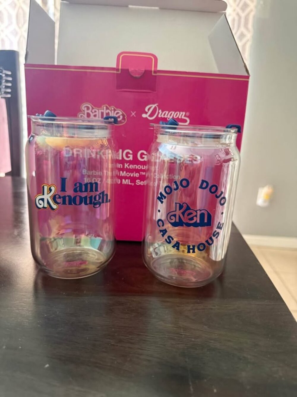 Barbie The Movie x Dragon Glassware "I'm Just Ken" 16 oz Drinking Glasses Set